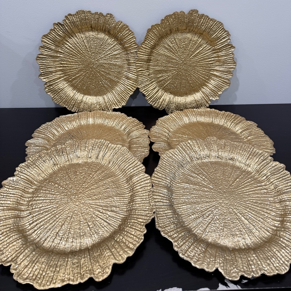 Gold Charger Plastic Plates Wedding Party 13" SET OF 6